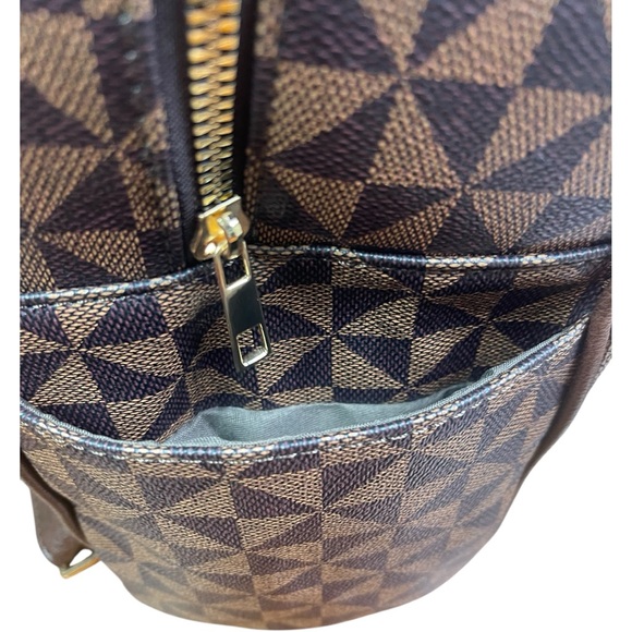 Designer Inspired Brown Monogram Large Backpack - Picture 9 of 12